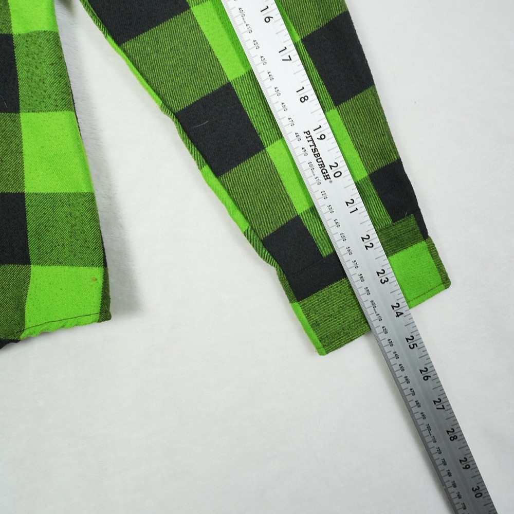Dixxon Flannel Co Gang Green Buffalo Plaid Button Up Shirt Womens Medium Neon - Picture 8 of 8